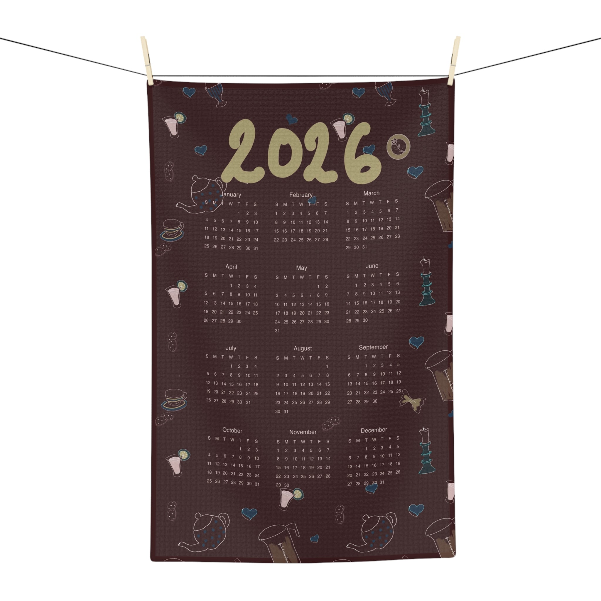 Festive Kitchen Charms 2026 Tea Towel Calendar