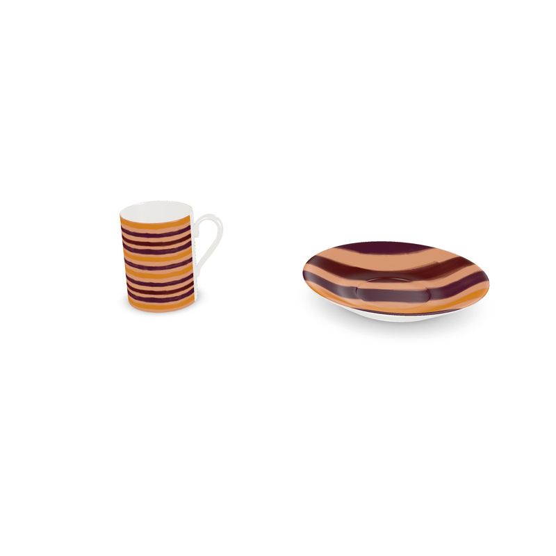 Autumn Horizon Stripes Espresso Cup and Saucer