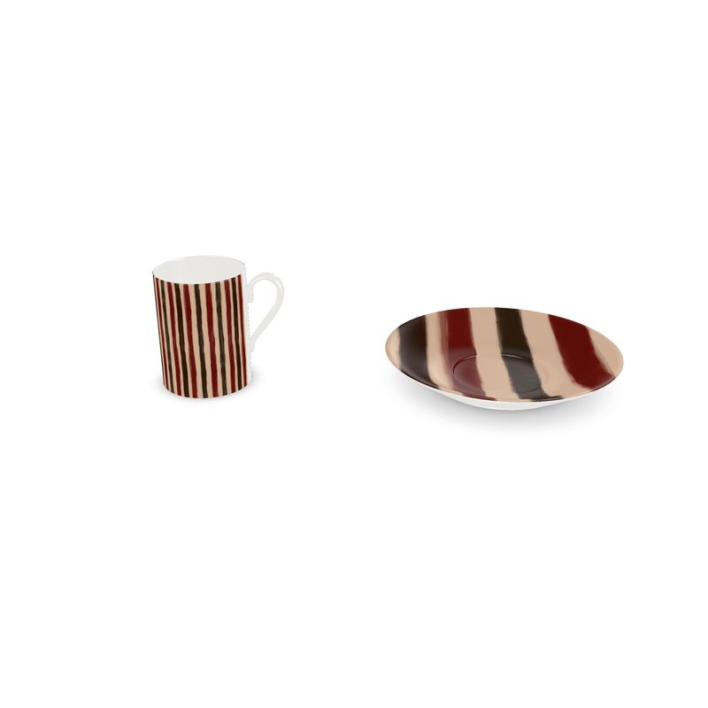Autumn Harverst vertical stripes Espresso cup and saucer
