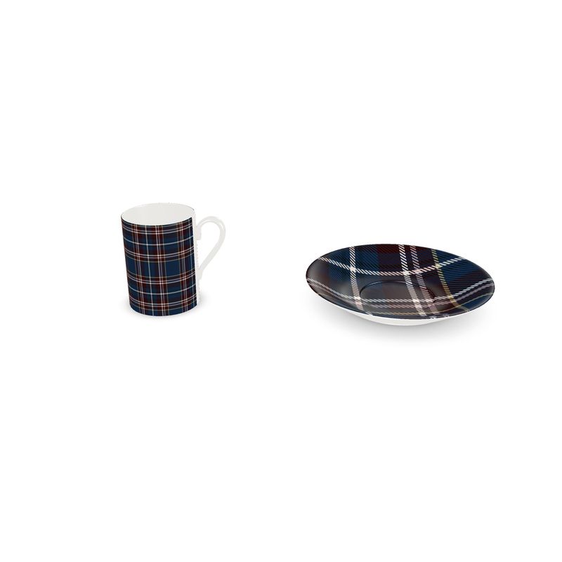 Frosted Winter Heritage Plaid Espresso Cup and Saucer