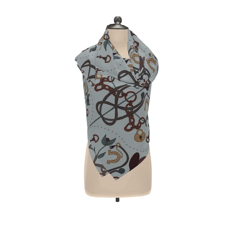 Year of the Horse 2026 Silk Scarf - Soft Blue