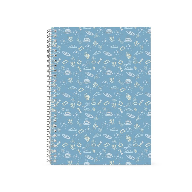 Café Doodle Spiral Notebook – Blue Illustrated Hardcover Journal