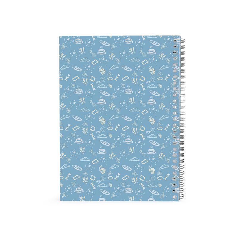 Café Doodle Spiral Notebook – Blue Illustrated Hardcover Journal
