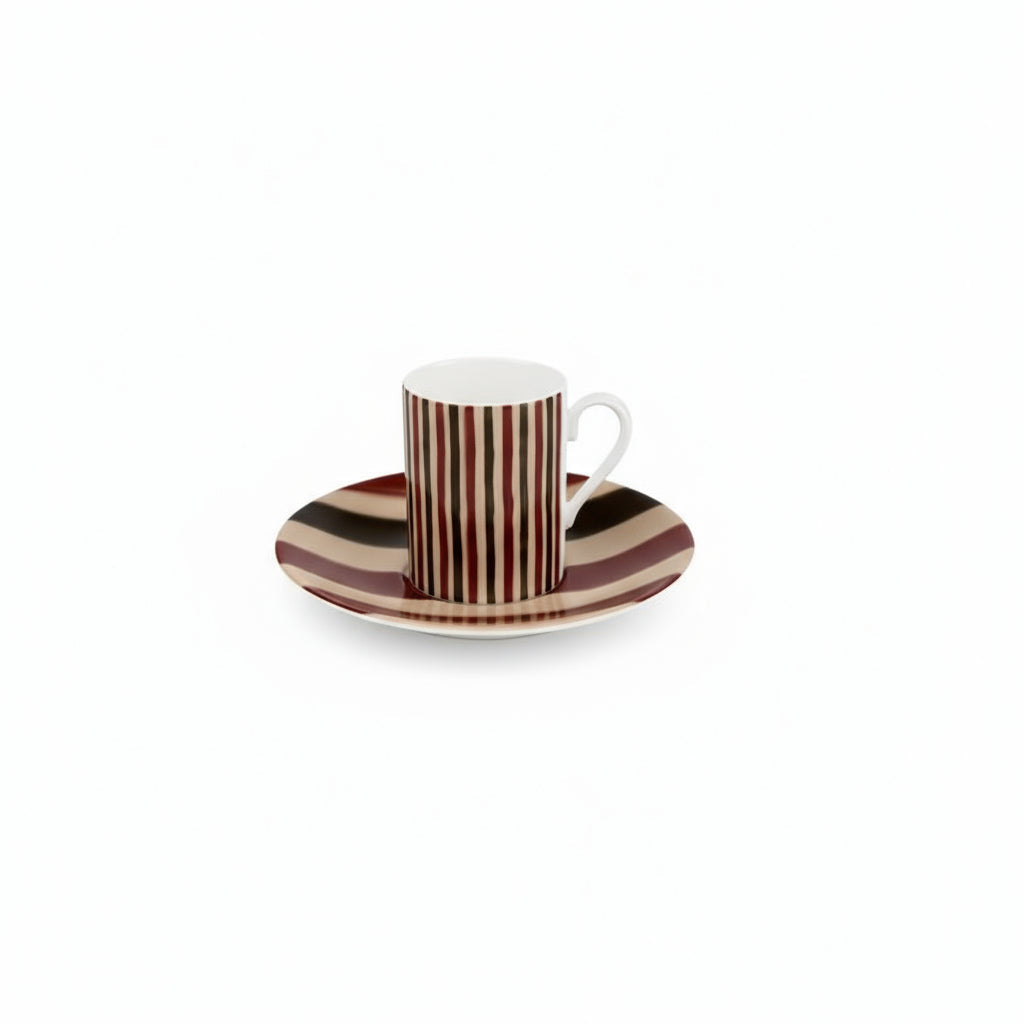 Autumn Harverst vertical stripes Espresso cup and saucer