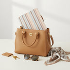 Notebook with striped cover on a white background