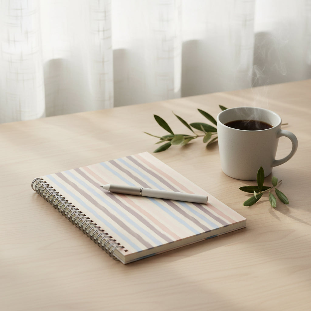 Notebook with striped cover