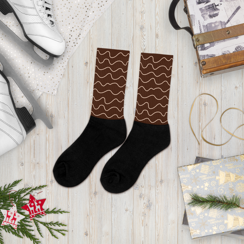 Autumn Chocolate Waves Socks