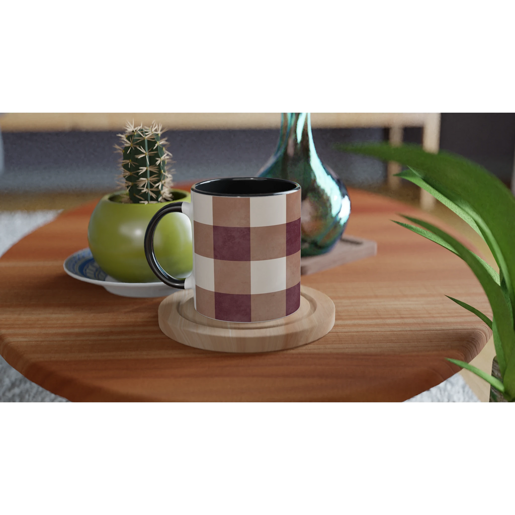 distressed gingham pattern mug by design by lola