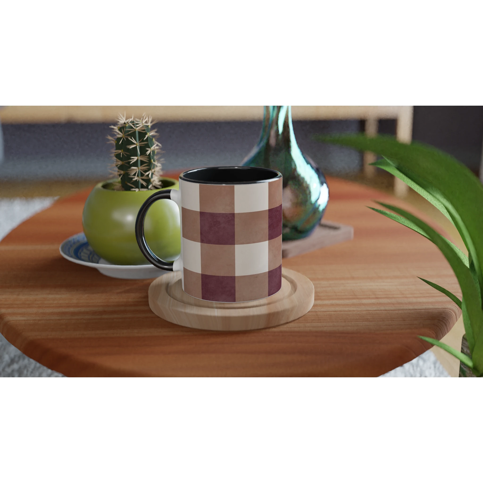 distressed gingham pattern mug by design by lola