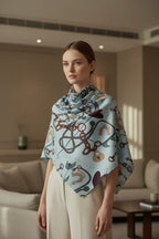 Equestrian Keepsakes Silk Scarf - Soft Blue