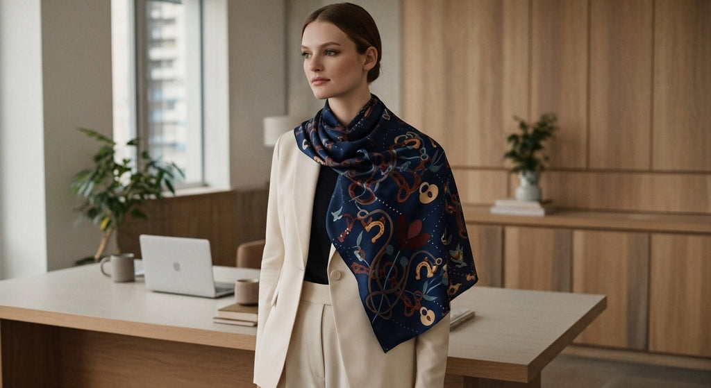 Equestrian Keepsakes 100% Silk Scarf - Midnight Blue