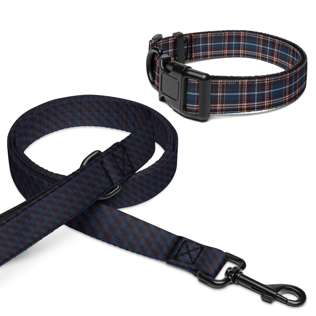 Frosted Winter Heritage Plaid Pet collar & leash