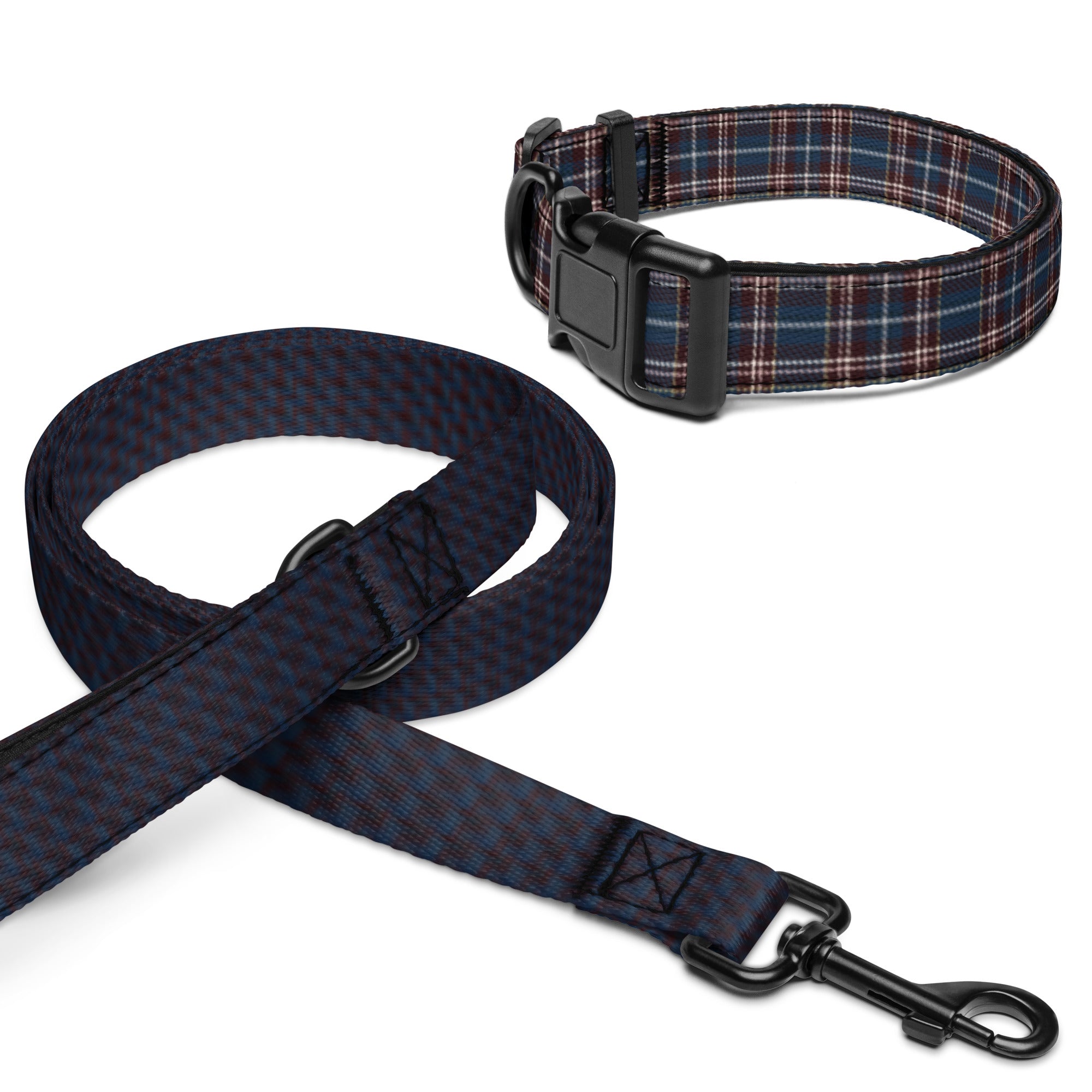 Frosted Winter Heritage Plaid Pet collar & leash